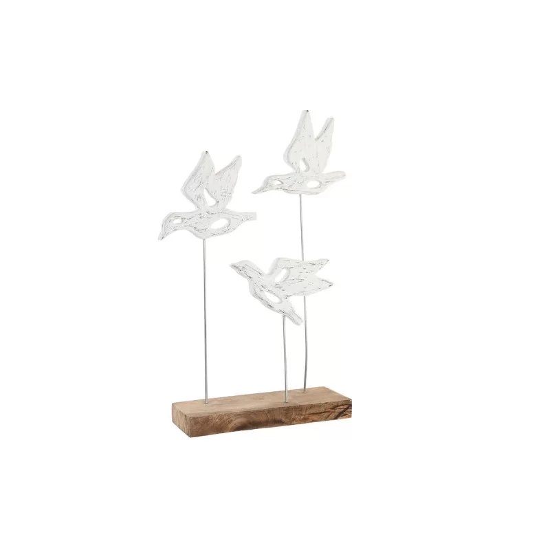 Decorative Figure DKD Home Decor Brown White Iron Mango wood Birds (32 x 10 x 51 cm)