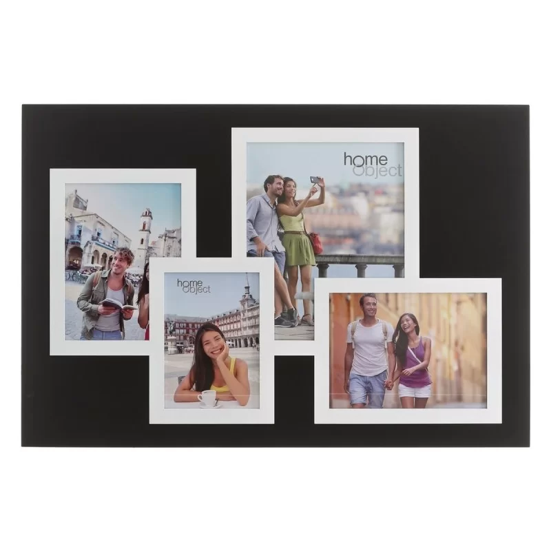 Photo frame 62 x 1,2 x 42 cm Crystal Black White DMF