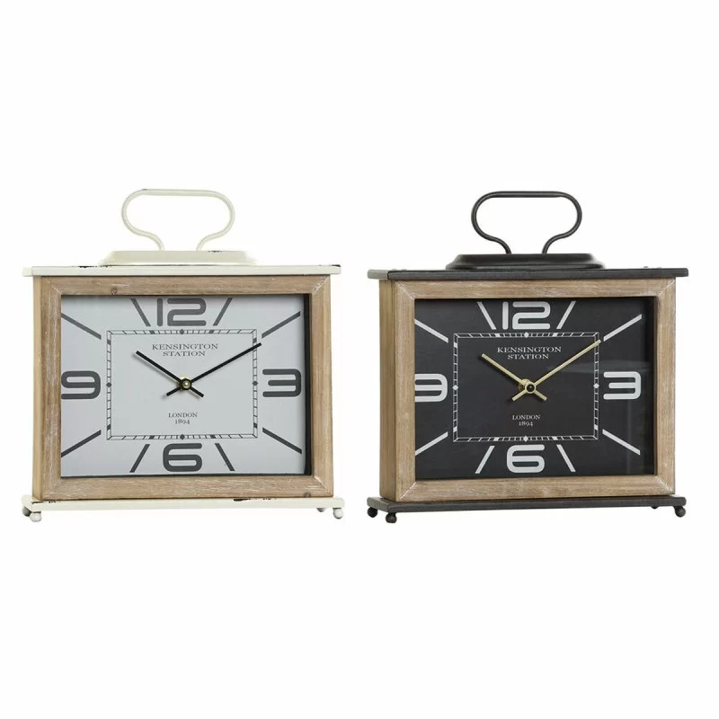 Table clock DKD Home Decor 28 x 8 x 29,5 cm Black Metal White Traditional MDF Wood (2 Units)