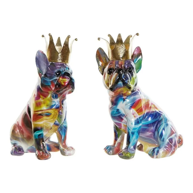 Decorative Figure DKD Home Decor 18,5 x 11,5 x 23,5 cm Multicolour Dog (2 Units)