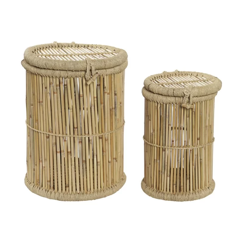 Set of Baskets DKD Home Decor Natural Rope Bamboo (44 x 44 x 60 cm) (2 Pieces)
