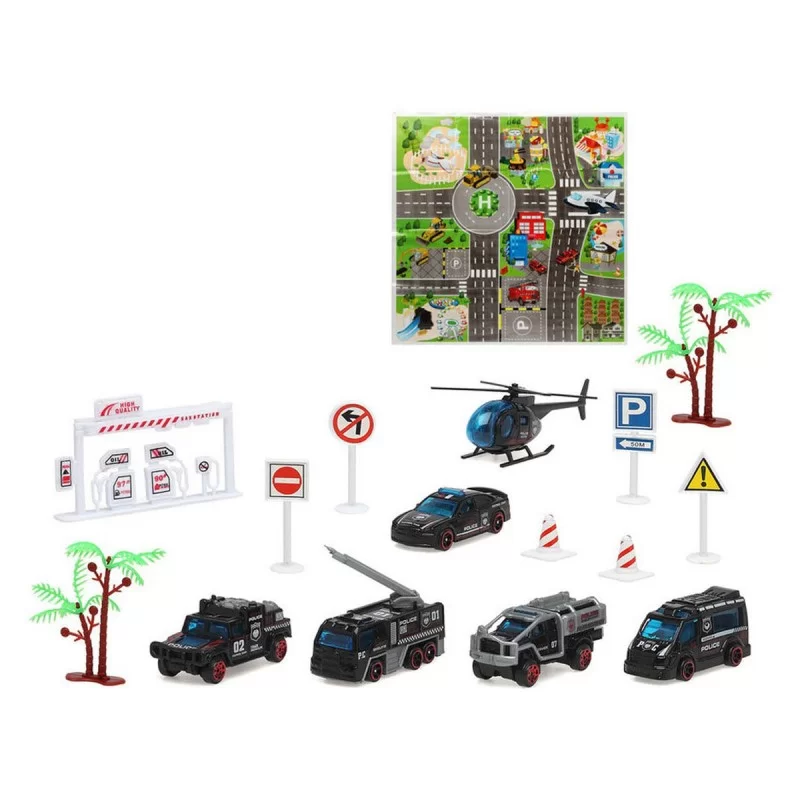 Police Vehicles and Accessories Set Blue 22 x 22 cm