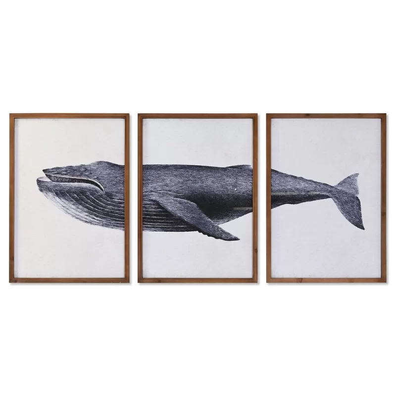 Set of 3 pictures DKD Home Decor 150 x 2 x 70 cm Whale
