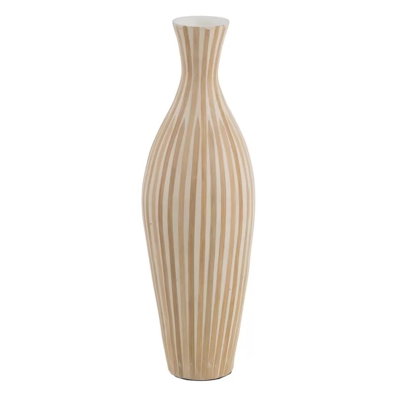 Vase White Beige Bamboo 20 x 20 x 64 cm