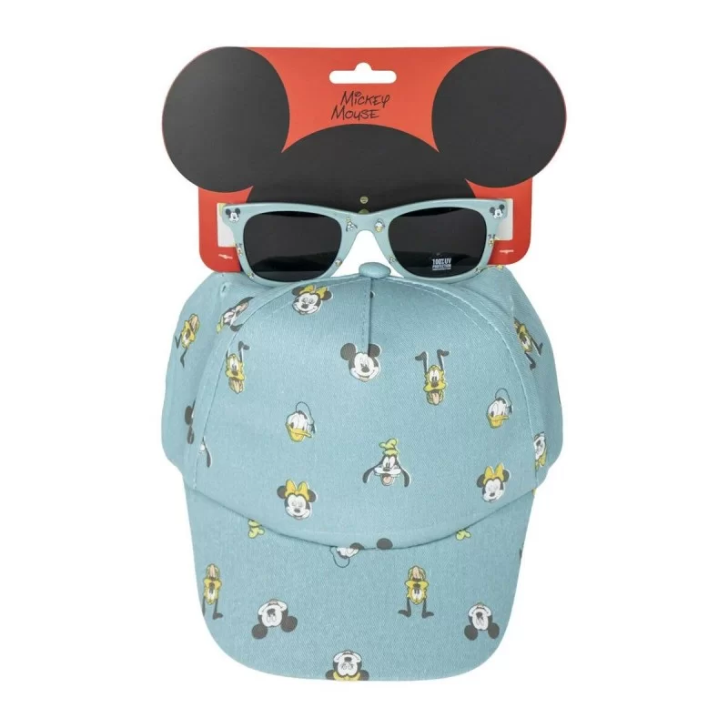 Set of cap and sunglasses Mickey Mouse Blue (54 cm) 2 Pieces