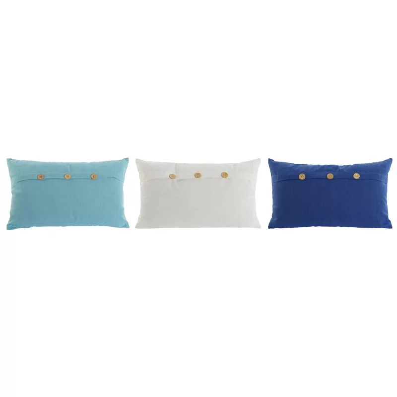 Cushion Home ESPRIT Blue White Sky blue Mediterranean 50 x 15 x 30 cm (3 Units)