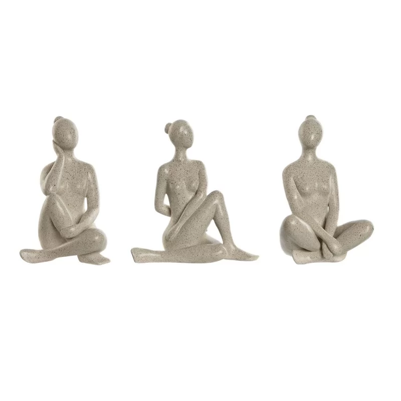 Decorative Figure Home ESPRIT Ivory Yoga Romantic 13 x 11,5 x 17,5 cm (3 Units)