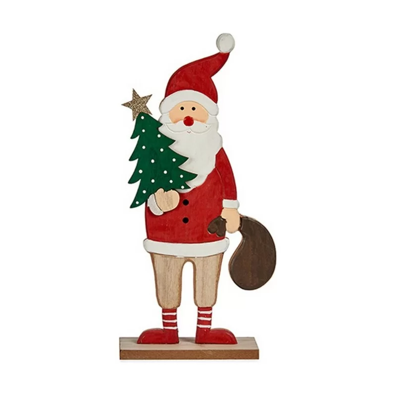 Decorative Figure Father Christmas 5 x 30 x 15 cm Red Wood Brown White Green