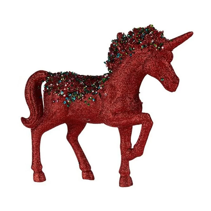 Decorative Figure Unicorn 9,5 x 31 x 40 cm Red Blue Plastic