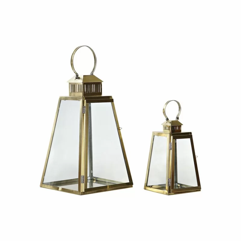 Lantern DKD Home Decor 23 x 23 x 39 cm Crystal Golden Metal
