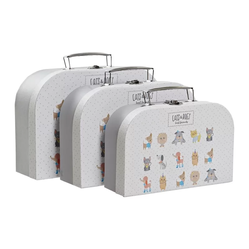 Set of decorative boxes DKD Home Decor Pets White Metal Cardboard 28 x 9,5 x 20 cm