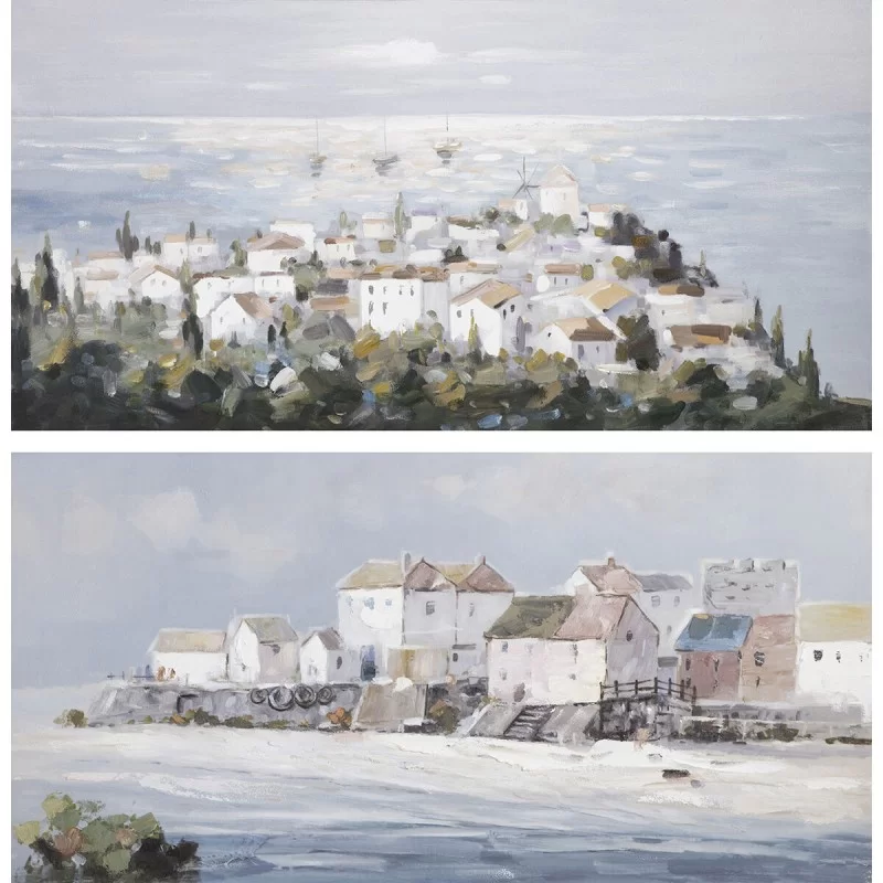 Painting DKD Home Decor 120 x 3,5 x 60 cm City 120 x 2 x 60 cm Mediterranean (2 Units)
