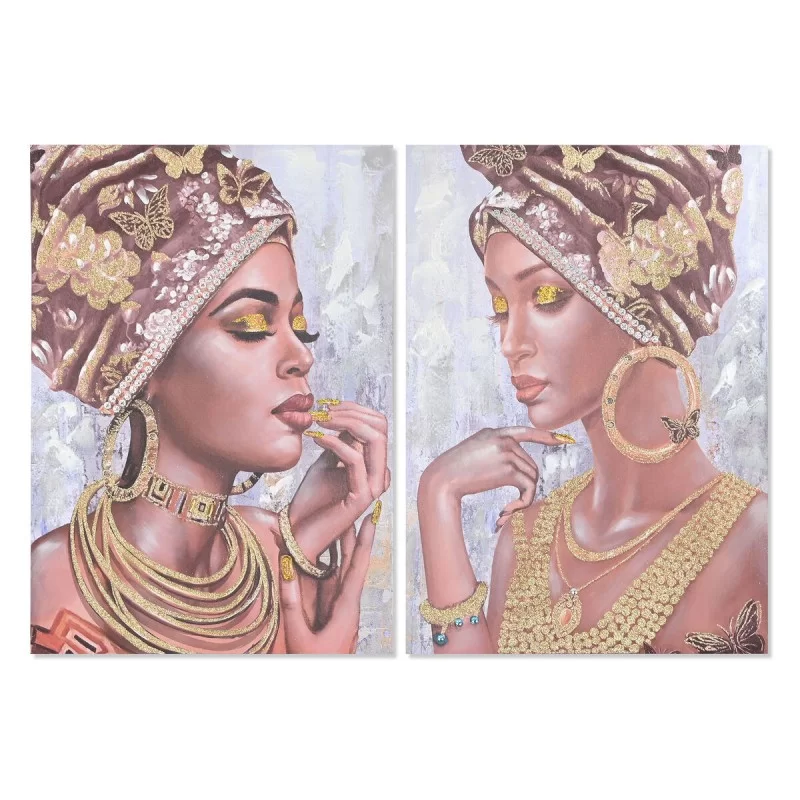 Painting Home ESPRIT Colonial African Woman 70 x 3 x 100 cm (2 Units)
