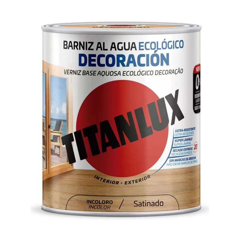 Water based varnish Titanlux m21100014 Ecological 250 ml Colourless Satin finish