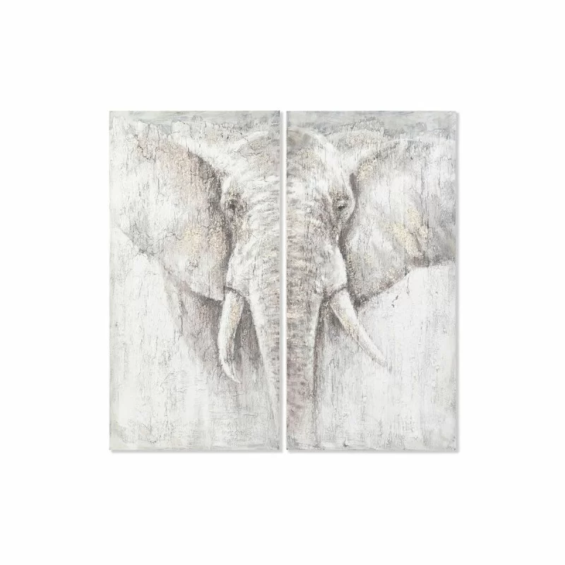 Set of 2 pictures DKD Home Decor Elephant Colonial 120 x 3,7 x 120 cm