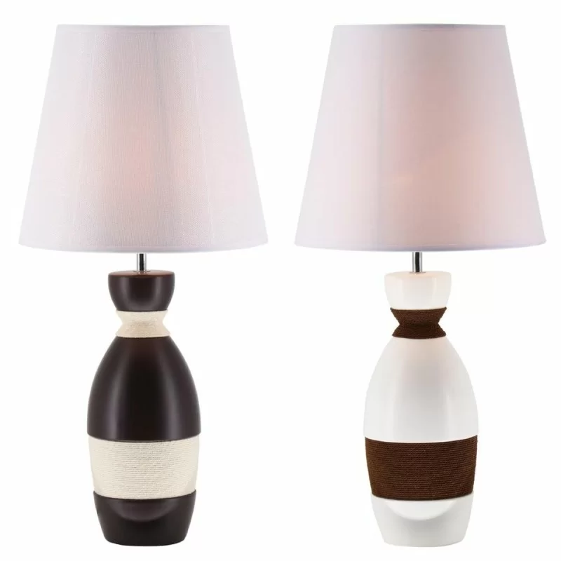 Desk lamp DKD Home Decor Ceramic Brown Rope White 30 x 30 x 61 cm 220 V 50 W (2 Units)