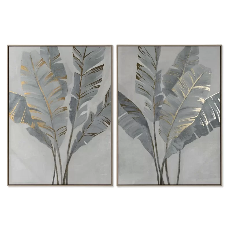 Painting Home ESPRIT Palms Golden Tropical 90 x 4 x 120 cm (2 Units)