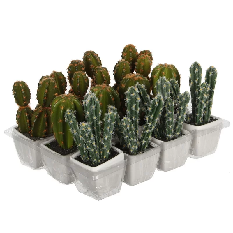 Decorative Plant Mica Decorations Artificial Cactus Green PVC 14 cm