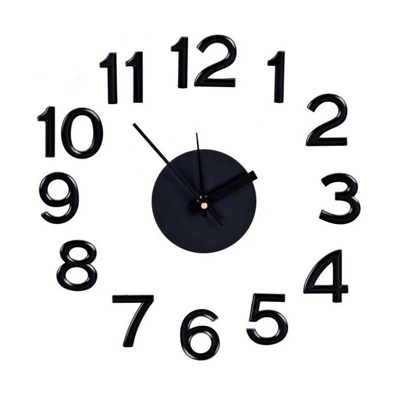 Wall Clock Sticker Black ABS EVA Ø 35 cm (6 Units)