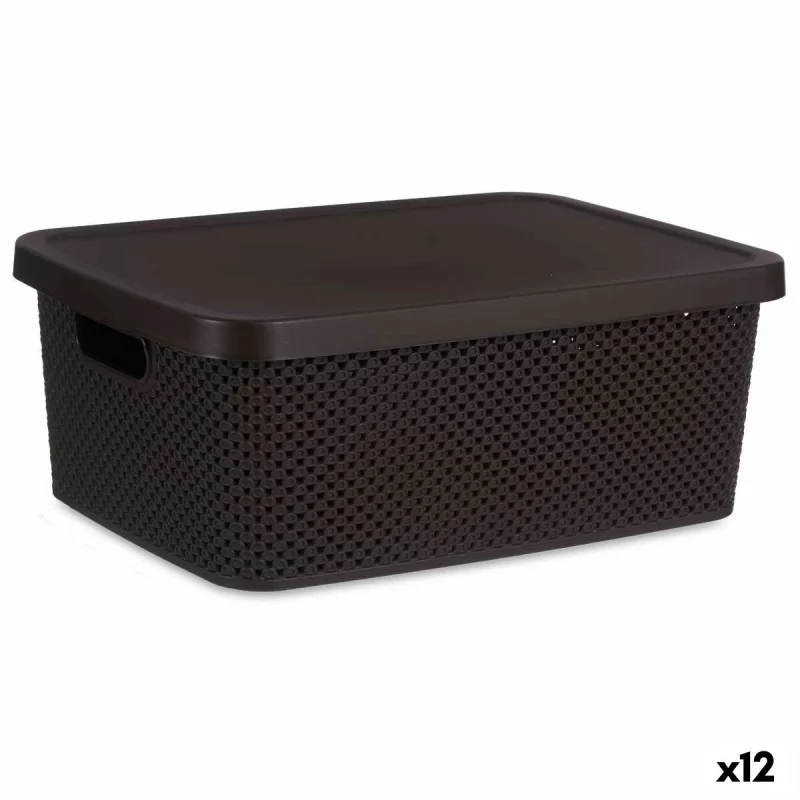 Storage Box with Lid Brown Plastic 13 L 28 x 15 x 39 cm (12 Units)