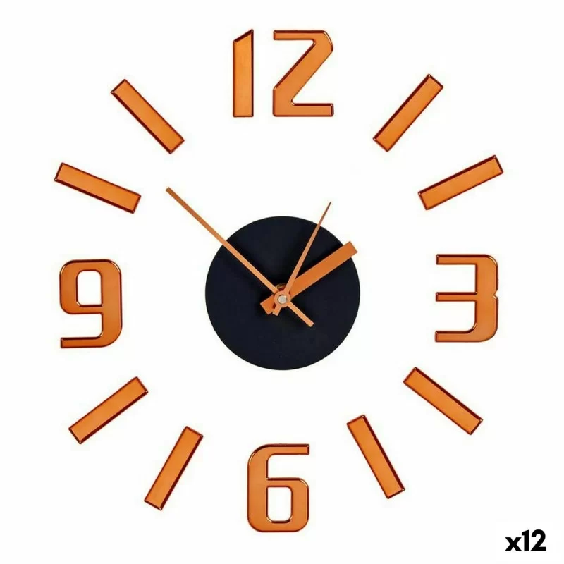 Wall Clock Adhesive Bronze ABS Ø 35 cm (12 Units)