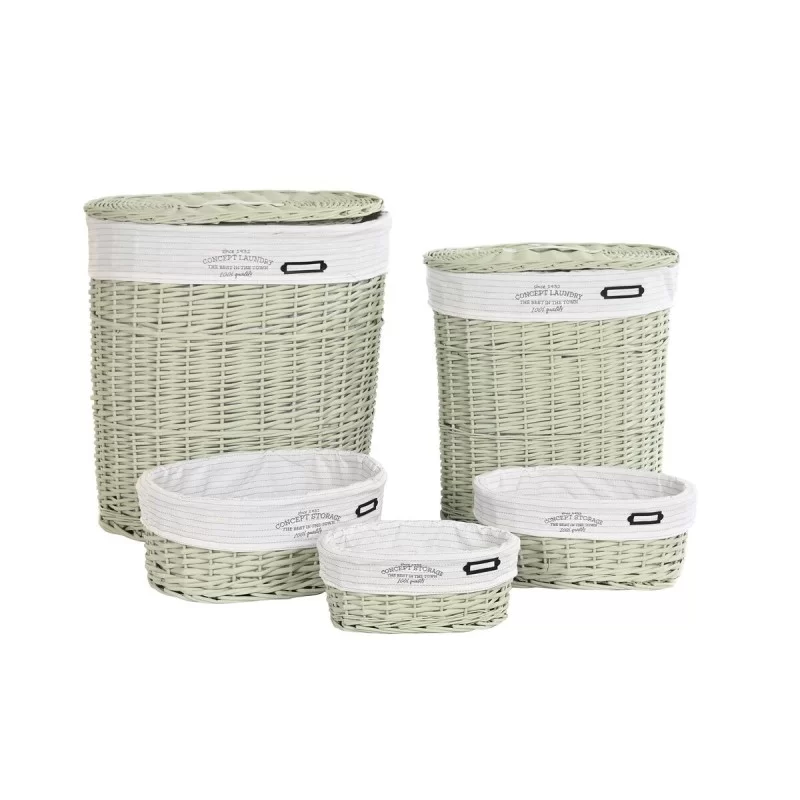 Set of Baskets DKD Home Decor Green wicker 51 x 37 x 56 cm