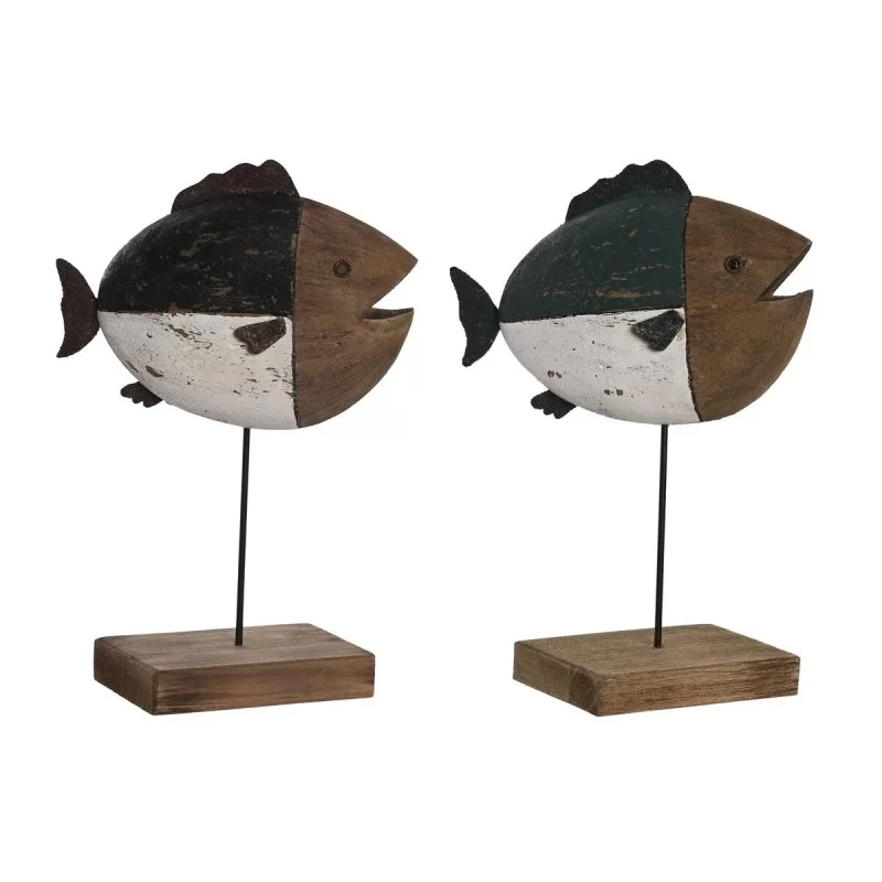 Decorative Figure DKD Home Decor Multicolour Natural Fish 18 x 8 x 26 cm (2 Units)