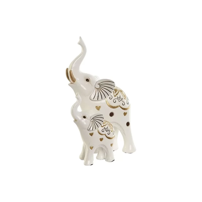 Decorative Figure Home ESPRIT White Golden Elephant Romantic 11 x 8 x 19 cm