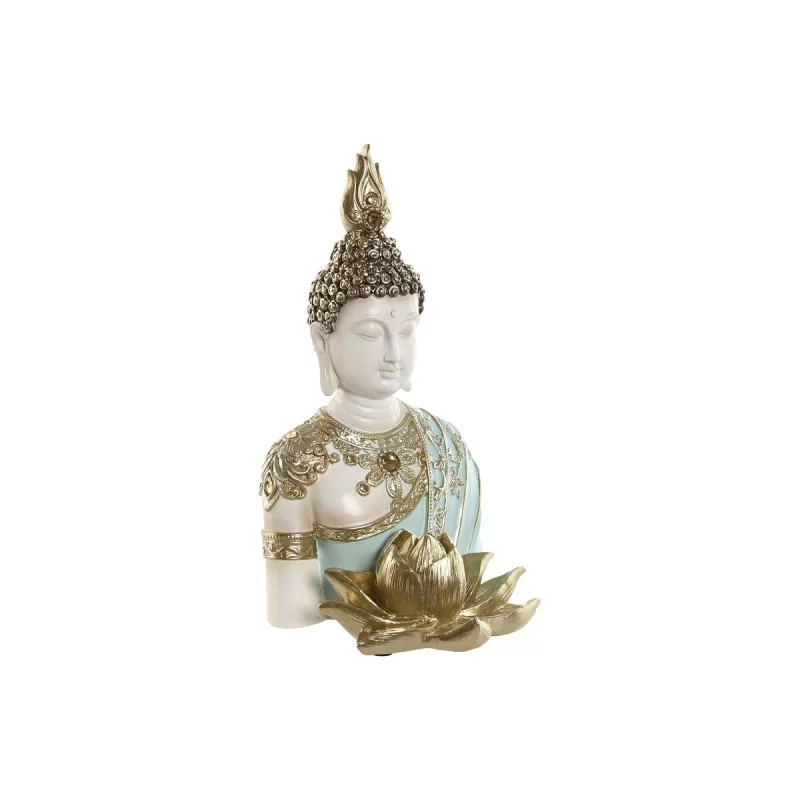 Decorative Figure Home ESPRIT Turquoise Golden Buddha Oriental 12 x 12 x 22 cm