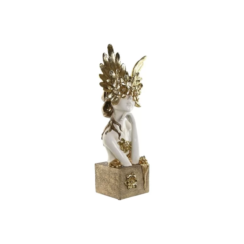 Decorative Figure Home ESPRIT White Golden Lady 20 x 17 x 50 cm