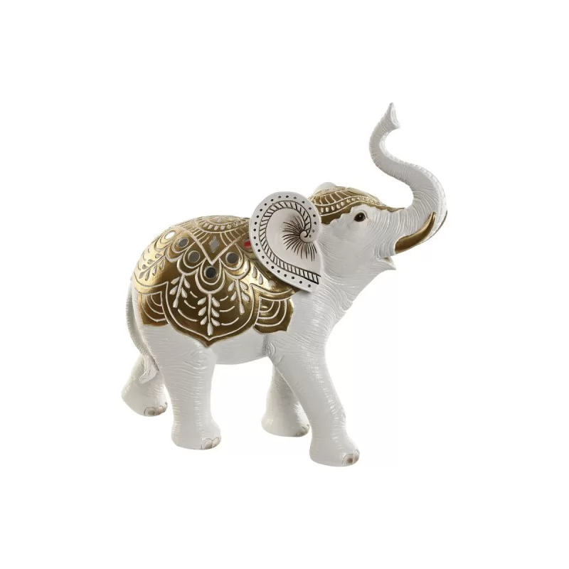 Decorative Figure Home ESPRIT White Golden Elephant 31 x 12 x 31 cm