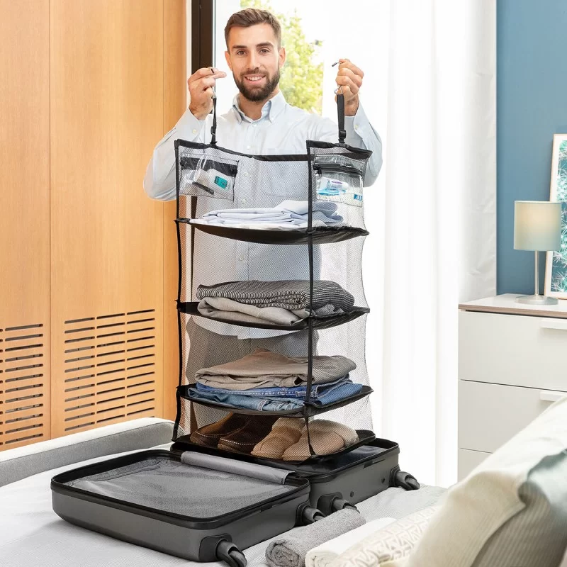 Foldable, Portable, Shelving Unit for Organising Luggage Sleekbag InnovaGoods