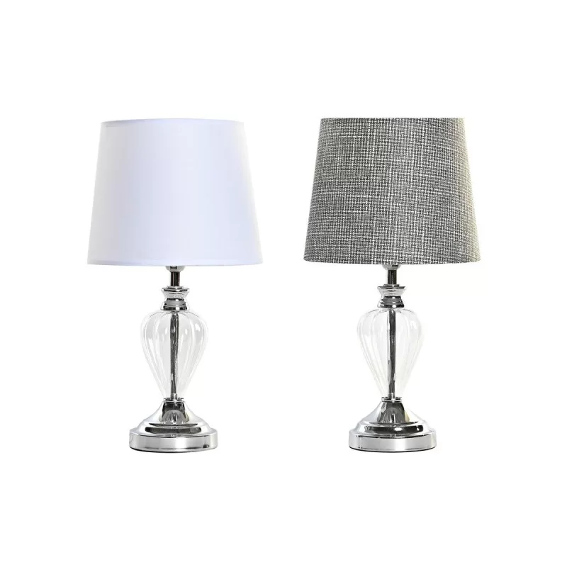 Desk lamp Home ESPRIT White Grey Metal Crystal 20 x 20 x 37 cm (2 Units)