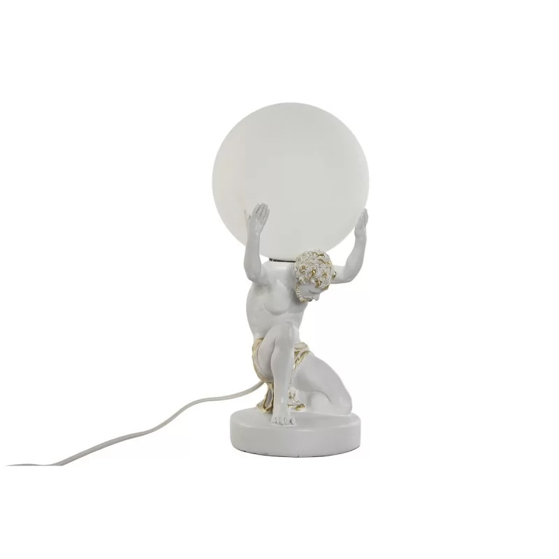Desk lamp Home ESPRIT White Golden Resin Plastic 220 V 14 x 14 x 32 cm