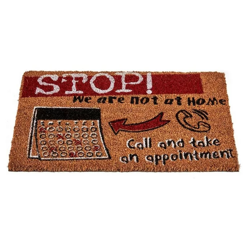 Doormat Stop Red Brown Natural Black 40 x 1,5 x 60 cm Coconut Fibre