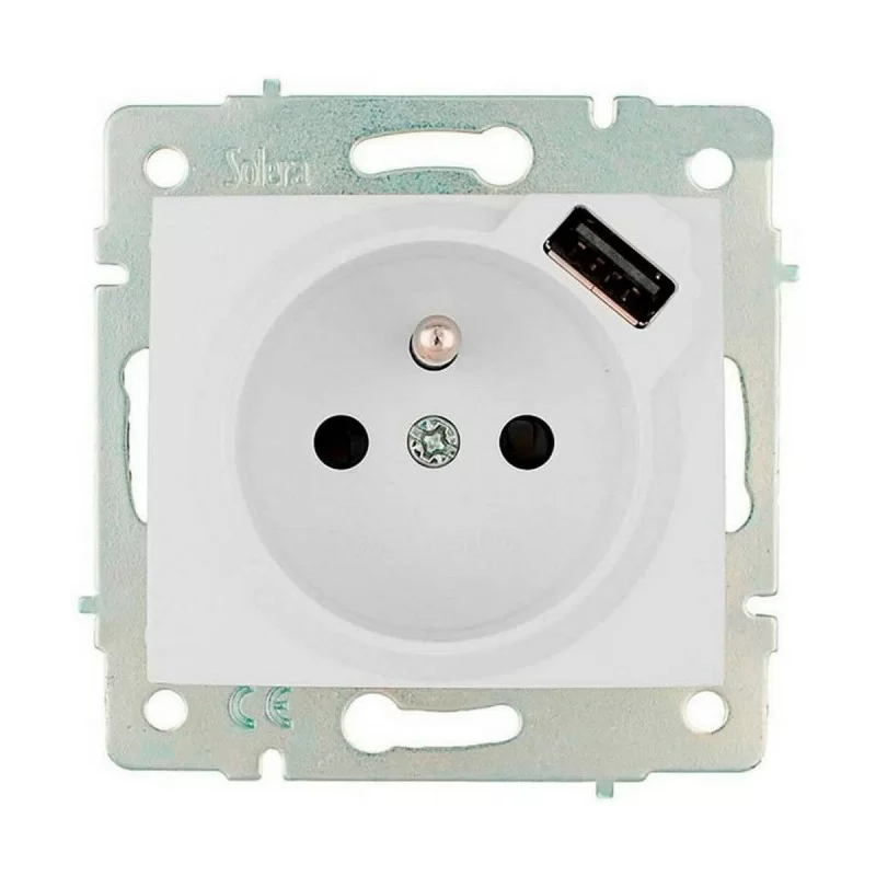 Plug socket Solera erp60fusb European Bipolar White 16 A Embedded, built-in