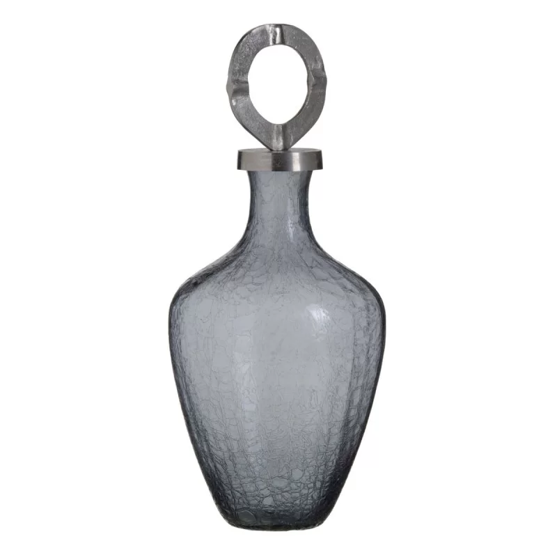 Vase Crystal Grey Metal Silver 23 x 23 x 47 cm