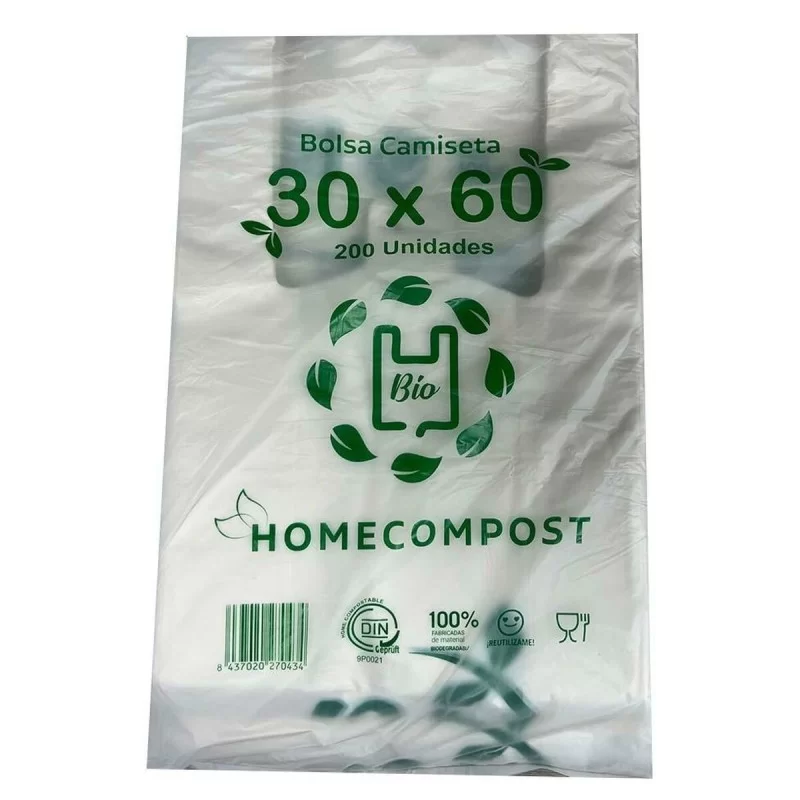 Shopping Bag 200 Units Biodegradable White 30 x 60 cm