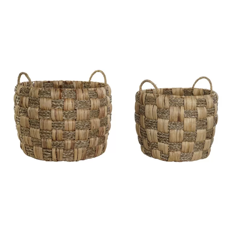 Basket set Home ESPRIT Natural Seagrass Natural Fibre Boho 43 x 43 x 39 cm (2 Pieces)