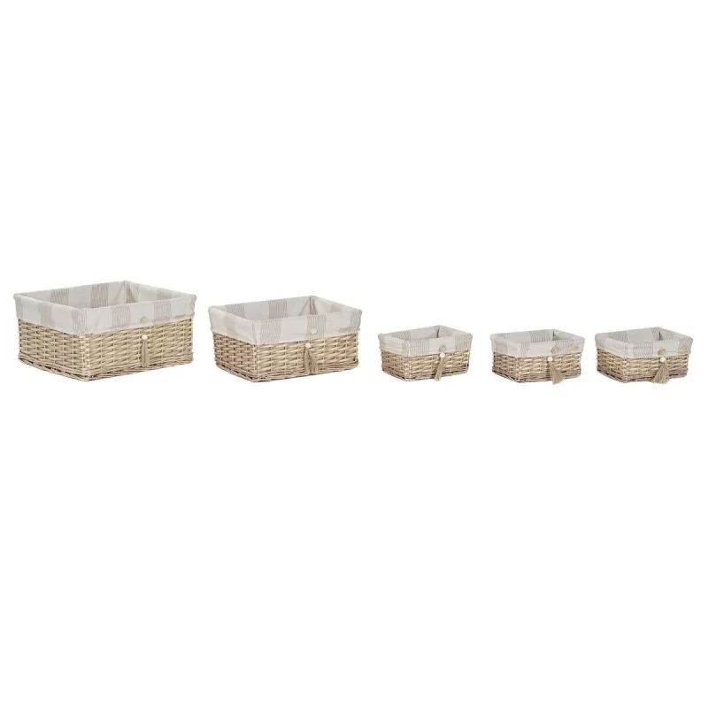 Basket set Home ESPRIT Brown Beige Natural 48 x 38 x 22 cm (5 Pieces)