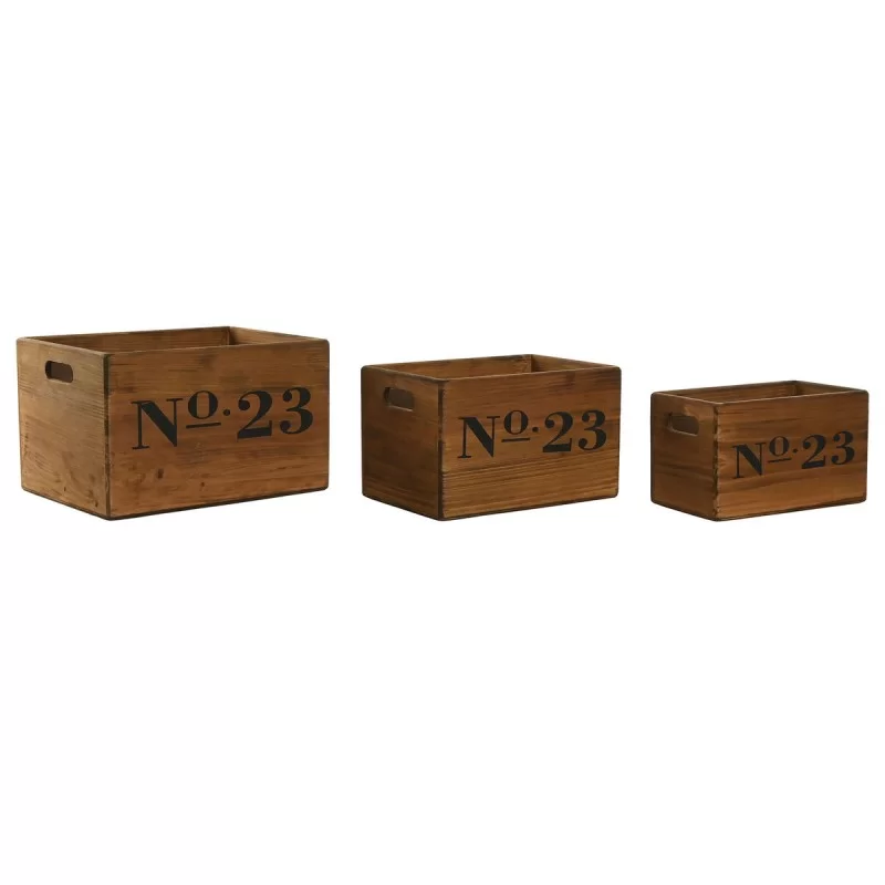 Storage boxes Home ESPRIT N.23 Brown Fir wood 37 x 27 x 23 cm 3 Pieces