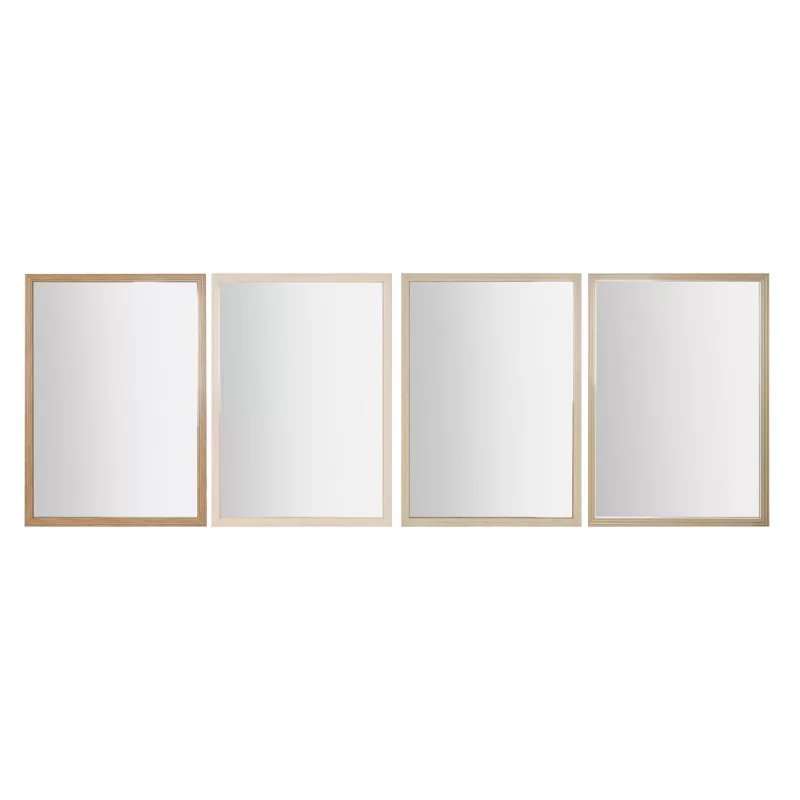 Wall mirror Home ESPRIT White Brown Beige Grey Crystal polystyrene 66 x 2 x 92 cm (4 Units)