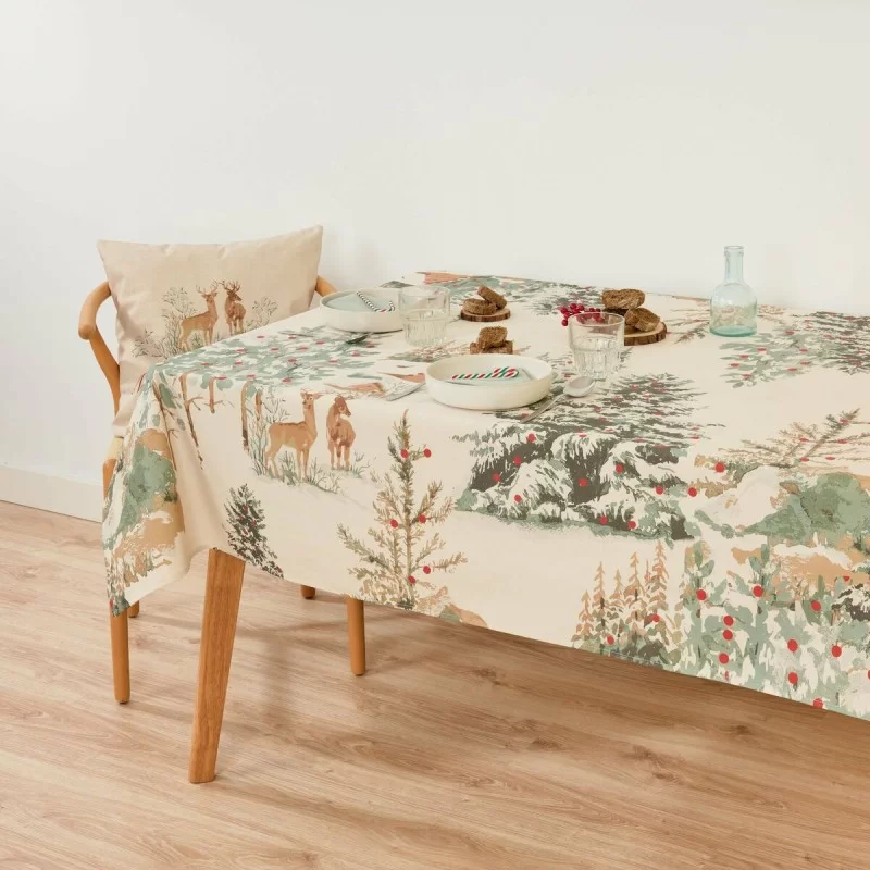 Stain-proof tablecloth Mauré Christmas Deer 155 x 155 cm