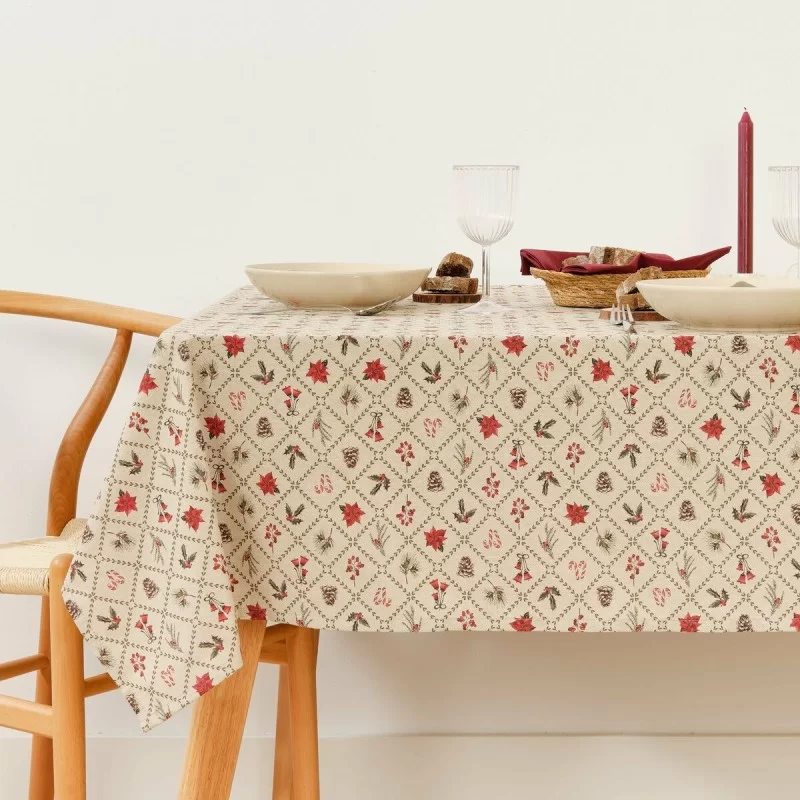 Stain-proof tablecloth Mauré Christmas Flowers 240 x 155 cm