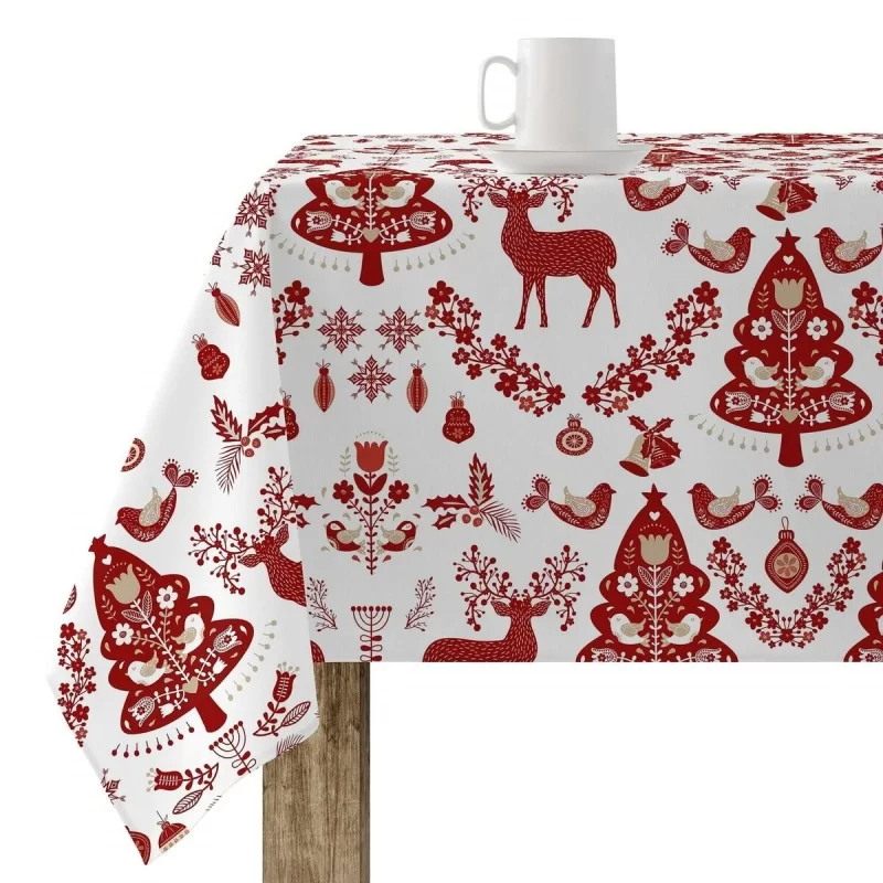 Stain-proof resined tablecloth Mauré Merry Christmas 140 x 140 cm