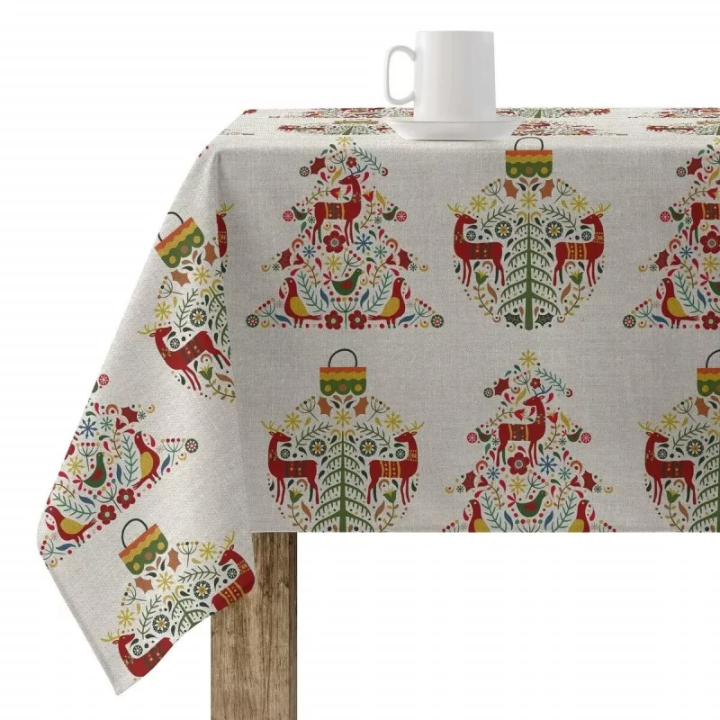 Stain-proof resined tablecloth Mauré Merry Christmas 250 x 140 cm