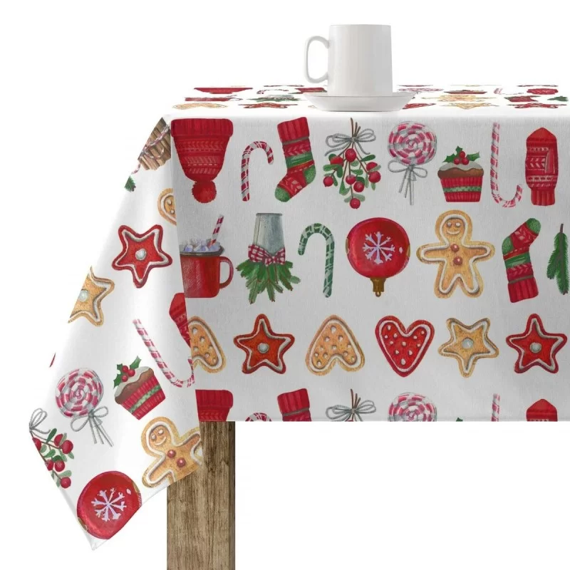 Stain-proof resined tablecloth Mauré Merry Christmas 200 x 140 cm