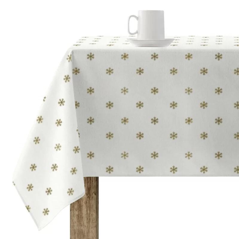 Stain-proof resined tablecloth Mauré Snowflakes Gold 100 x 140 cm