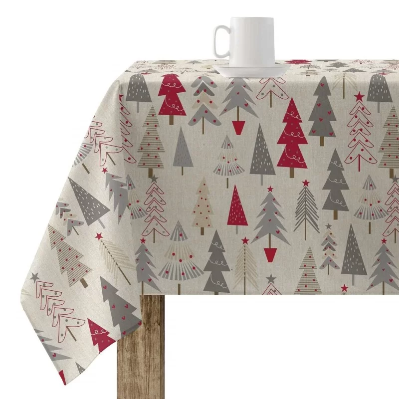 Stain-proof resined tablecloth Mauré Merry Christmas 180 x 180 cm