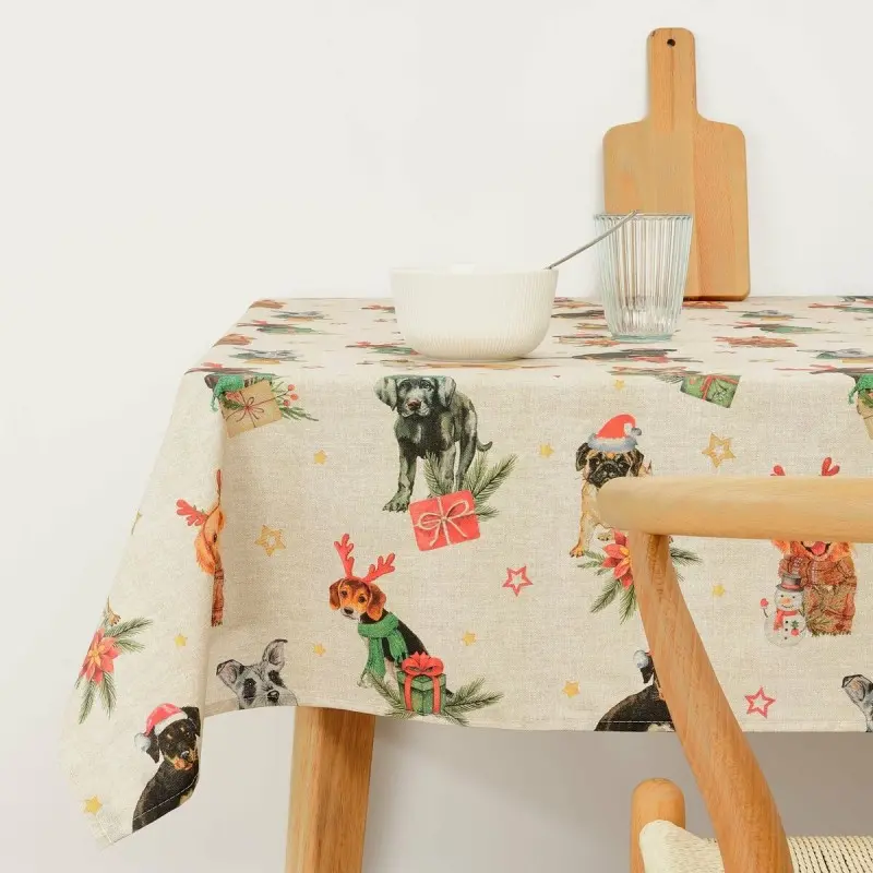 Stain-proof resined tablecloth Muaré Christmas 250 x 140 cm